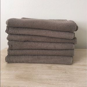 (6) Restoration Hardware Ribbed Turkish Cotton Linen Bath Towels Taupe Gray